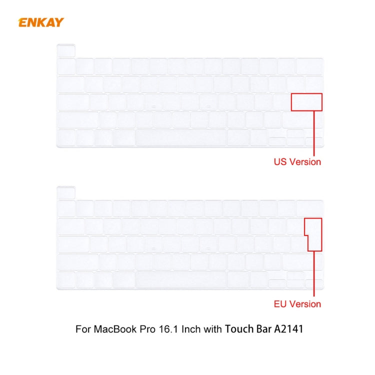 ENKAY 3-in-1 クリスタルラップトップ保護ケース + EU版 TPUキーボードフィルム + 防塵プラグセット MacBook Pro 16インチ A2141（Touch Barあり）用