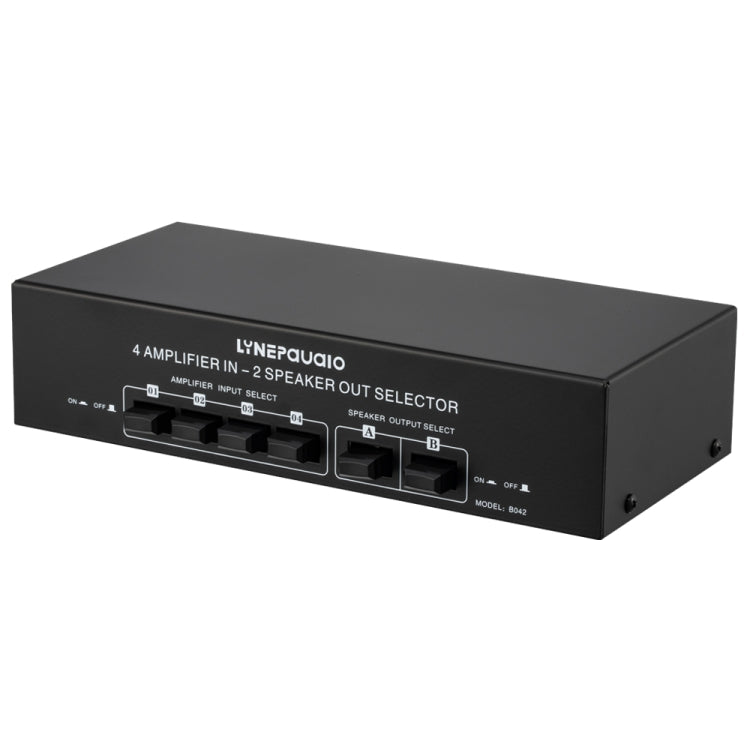 B042 4入力2出力パワーアンプ音声切替器スピーカースイッチ分配器 1チャンネル300Wロスレス音質 B042
