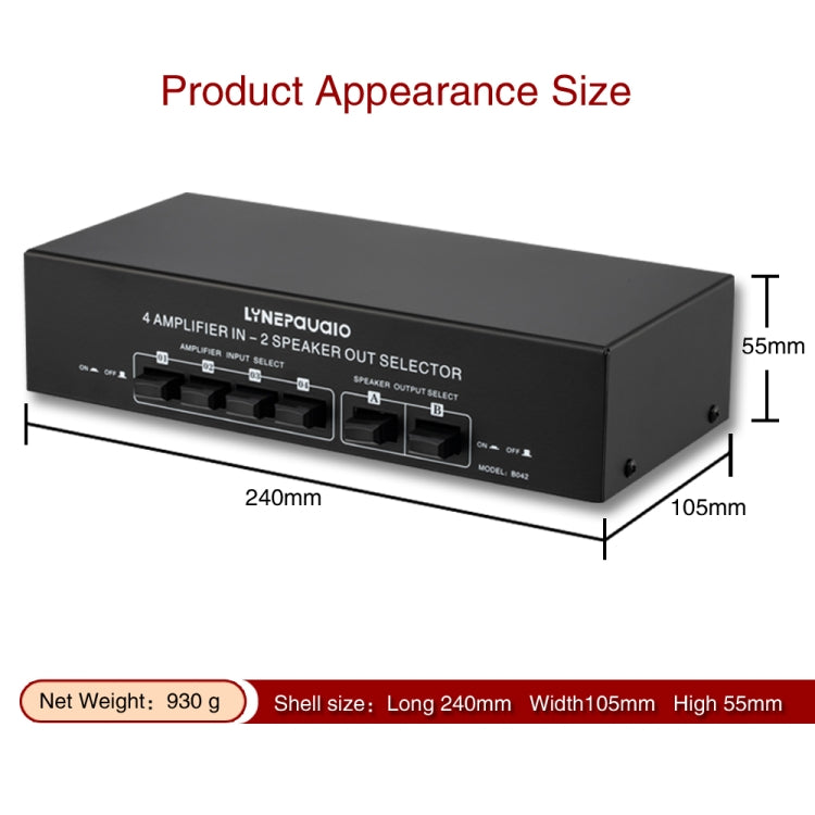 B042 4入力2出力パワーアンプ音声切替器スピーカースイッチ分配器 1チャンネル300Wロスレス音質 B042