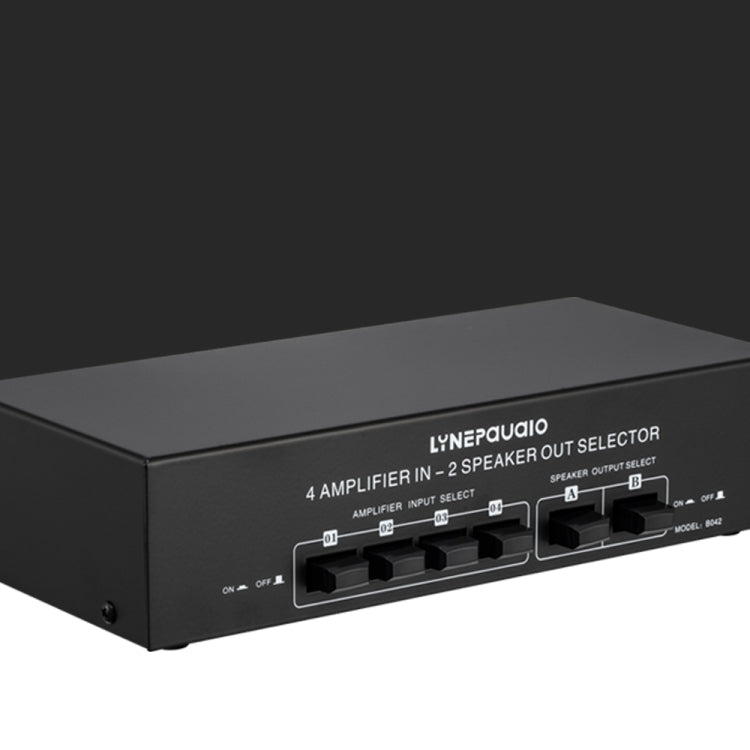 B042 4入力2出力パワーアンプ音声切替器スピーカースイッチ分配器 1チャンネル300Wロスレス音質 B042