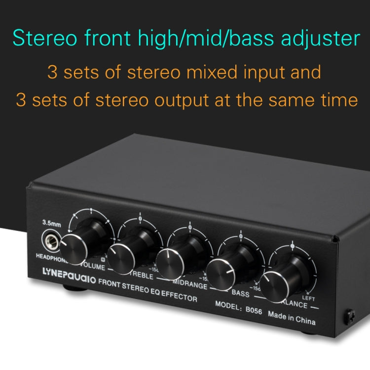 3チャンネルミキサーフロントステレオアンプ 高音／中音／低音調整 USB 5V電源 USプラグ B056