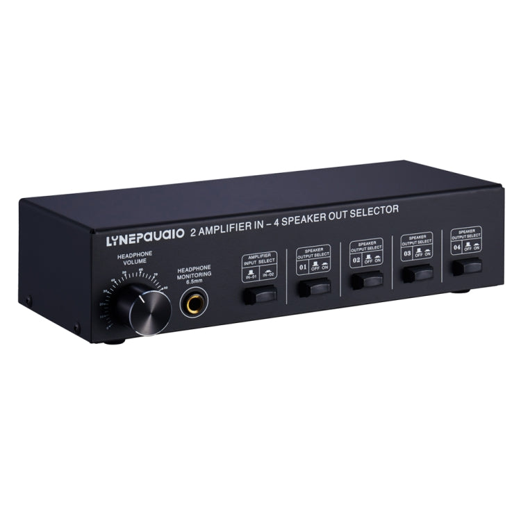 B032 2入力4出力パワーアンプサウンドスイッチャー スピーカー ロスレス音質 1チャンネルあたり300W スイッチ分配器 比較器 ヘッドセットモニタリング機能付き / オーディオ入力, B032