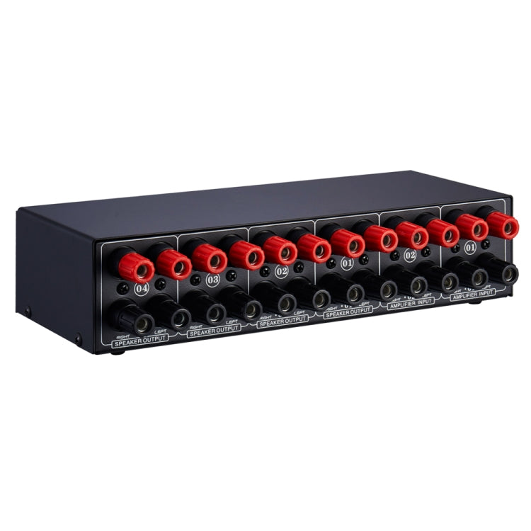 B032 2入力4出力パワーアンプサウンドスイッチャー スピーカー ロスレス音質 1チャンネルあたり300W スイッチ分配器 比較器 ヘッドセットモニタリング機能付き / オーディオ入力, B032