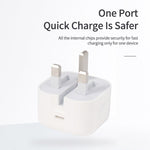 A2344 20W PD 3.0 Type-C / USB-C 折りたたみトラベル充電器＋USB-C / Type-Cから8ピン急速充電データケーブルセット、UKプラグ、長さ：1m、20W 8ピン長さ：1m