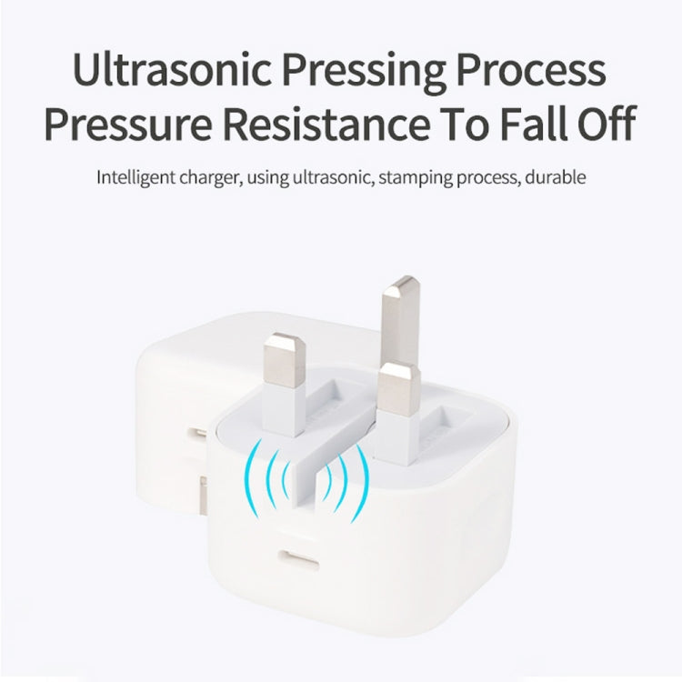 A2344 20W PD 3.0 Type-C / USB-C 折りたたみトラベル充電器＋USB-C / Type-Cから8ピン急速充電データケーブルセット、UKプラグ、長さ：2m、20W 8ピン長さ：2m
