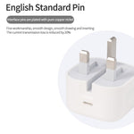 A2344 20W PD 3.0 Type-C / USB-C 折りたたみトラベル充電器＋USB-C / Type-Cから8ピン急速充電データケーブルセット、UKプラグ、長さ：2m、20W 8ピン長さ：2m