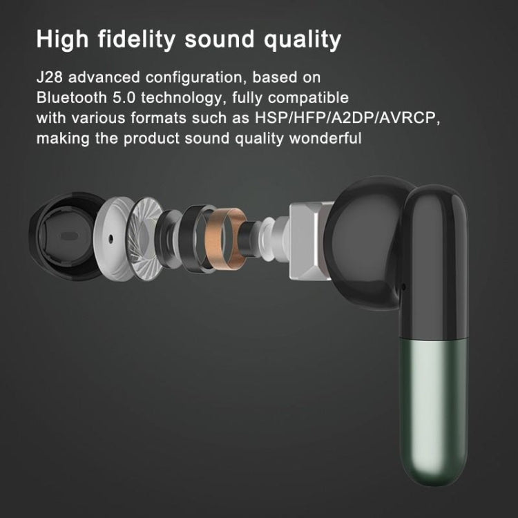 J28 TWSワイヤレスBluetoothイヤホン LEDデジタルディスプレイ HIFI音楽スポーツイヤホン