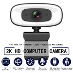 C10 2K HD 歪みなし 360度回転 三段階調光USBドライバーフリーウェブカメラ 内蔵クリアマイク