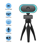 C11 2K画質 HD 歪みなし 360度回転 内蔵マイク 音声クリア 三脚付きウェブカメラ