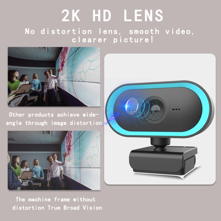 C11 2K画質 HD 歪みなし 360度回転 内蔵マイク 音声クリア 三脚付きウェブカメラ