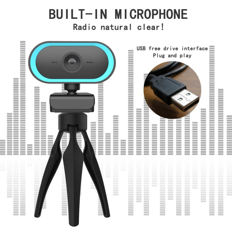 C11 2K画質 HD 歪みなし 360度回転 内蔵マイク 音声クリア 三脚付きウェブカメラ