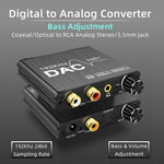 デジタル-アナログオーディオコンバーター ステレオエクストラクター DACアンプ 光学SPDIF 192Khz 24Bit