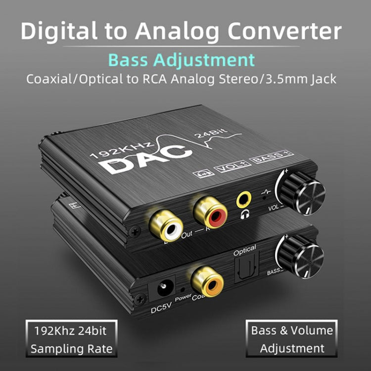 デジタル-アナログオーディオコンバーター ステレオエクストラクター DACアンプ 光学SPDIF 192Khz 24Bit