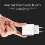 デュアルUSBポータブルトラベルチャージャー + 1メートルUSB to 8ピンデータケーブル、EUプラグ