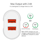 デュアルUSBポータブルトラベルチャージャー + 1メートルUSB to 8ピンデータケーブル、EUプラグ