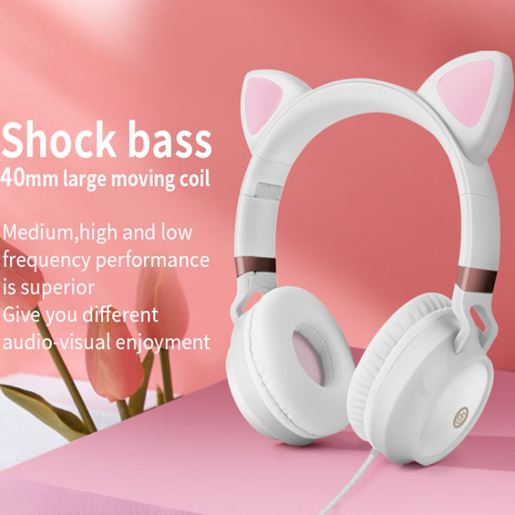 P28 猫耳 有線ヘッドホン ステレオ音楽ヘッドセット マイク付き