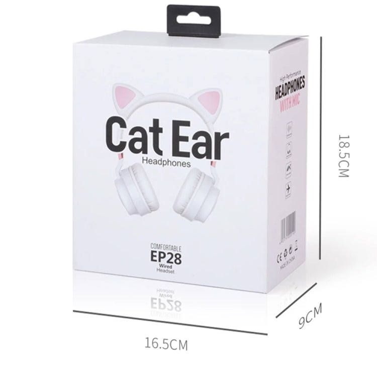 P28 猫耳 有線ヘッドホン ステレオ音楽ヘッドセット マイク付き