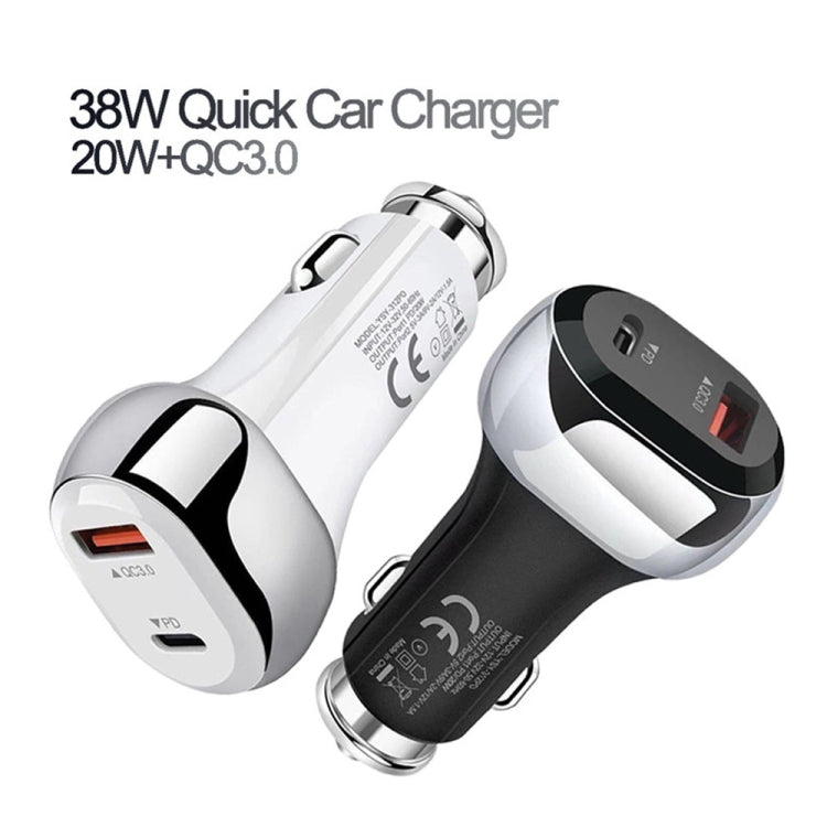 YSY-312PD PD 20W USB-C / Type-C + QC3.0 18W USB Interface 38W High-power Car Charger, PD 20W