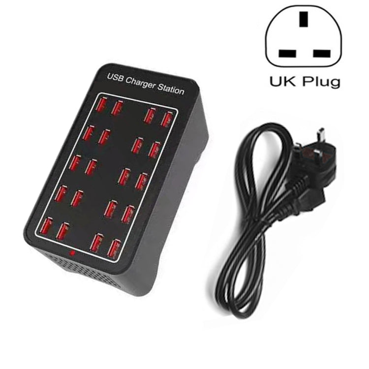 100W 20ポートUSB急速充電ステーション スマートチャージャー、AC 100-240V、100W 20ポートUSB EUプラグ、100W 20ポートUSB 米国プラグ、100W 20ポートUSB AUプラグ、100W 20ポートUSB UKプラグ
