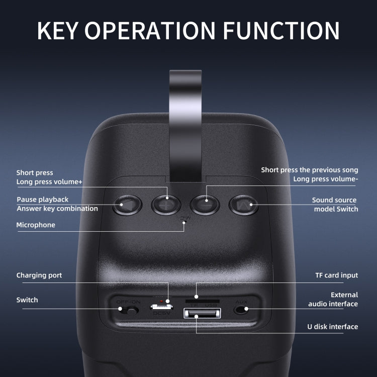 BT08 ポータブル円筒形Bluetoothスピーカー、TFカード/FM/3.5mm AUX/Uディスク対応