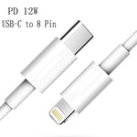 XJ-61 12W USB-C / Type-C から 8ピン PD 急速充電ケーブル、1m、1.5m、2m