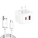 YSY-6087PD 20W PD3.0 + QC3.0 デュアル急速充電トラベルチャージャー USBからMicro USBデータケーブル付き、EUプラグ、USプラグ、UKプラグ