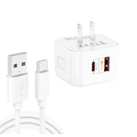 YSY-6087PD 20W PD3.0 + QC3.0 デュアル高速充電トラベルチャージャー USB to Type-Cデータケーブル付き、EUプラグ、USプラグ、UKプラグ
