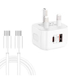 YSY-6087PD 20W PD3.0 + QC3.0 デュアル高速充電トラベルチャージャー Type-C to Type-Cデータケーブル付き、EUプラグ、USプラグ、UKプラグ