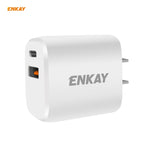 ENKAY Hat-Prince U090 20W PD + QC 3.0 ポータブルデュアルポート急速充電トラベルチャージャー電源アダプター、USプラグ