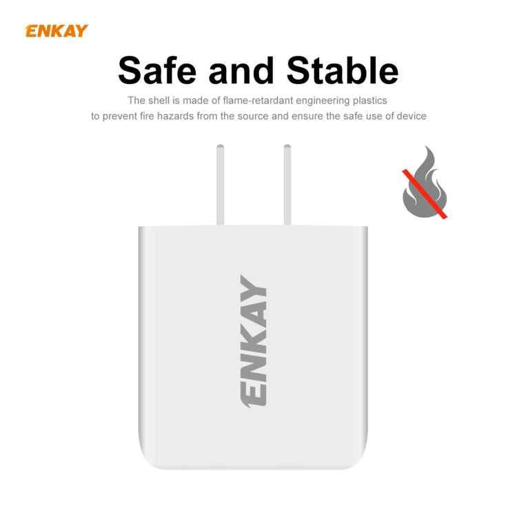 ENKAY Hat-Prince U090 20W PD + QC 3.0 ポータブルデュアルポート急速充電トラベルチャージャー電源アダプター、USプラグ