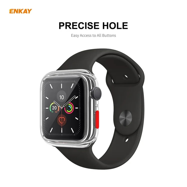 ENKAY Hat-prince 全面カバー TPUケース + 強化ガラスプロテクター、Apple Watch シリーズ 6 / 5 / 4 / SE 44mm用