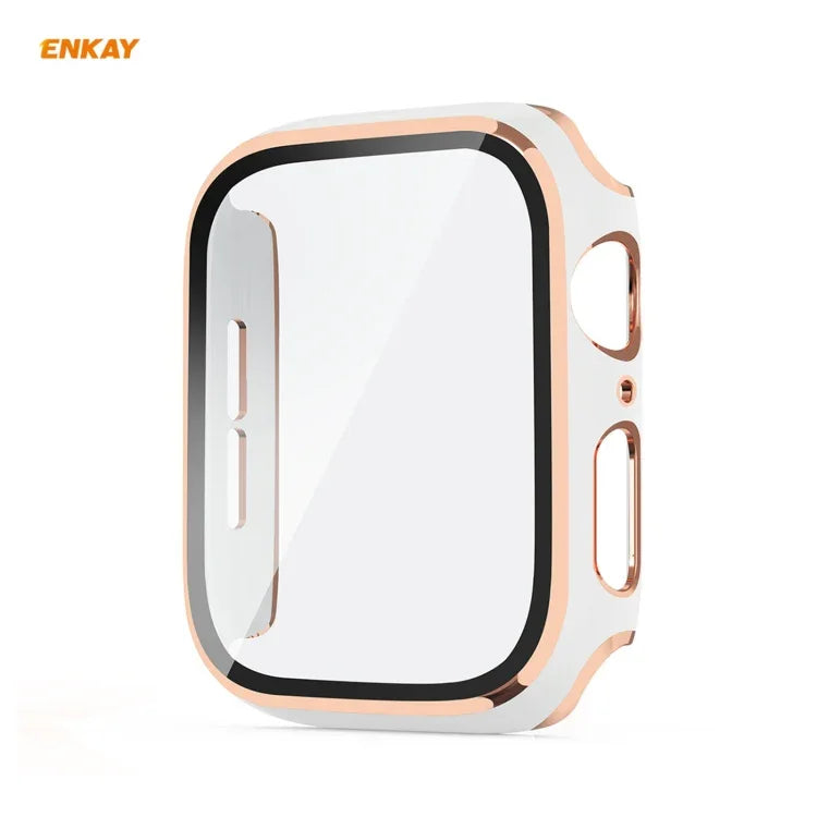 ENKAY Hat-Prince 全面カバー 電気めっきPCケース + 強化ガラスプロテクター、Apple Watch シリーズ 6 / 5 / 4 / SE 40mm用