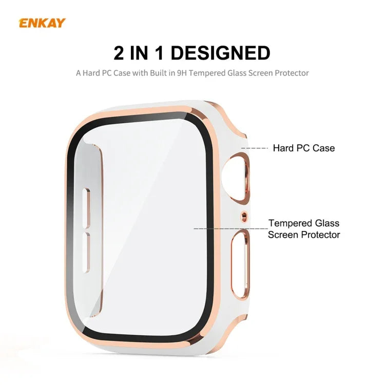 ENKAY Hat-Prince 全面カバー 電気めっきPCケース + 強化ガラスプロテクター、Apple Watch シリーズ 6 / 5 / 4 / SE 40mm用