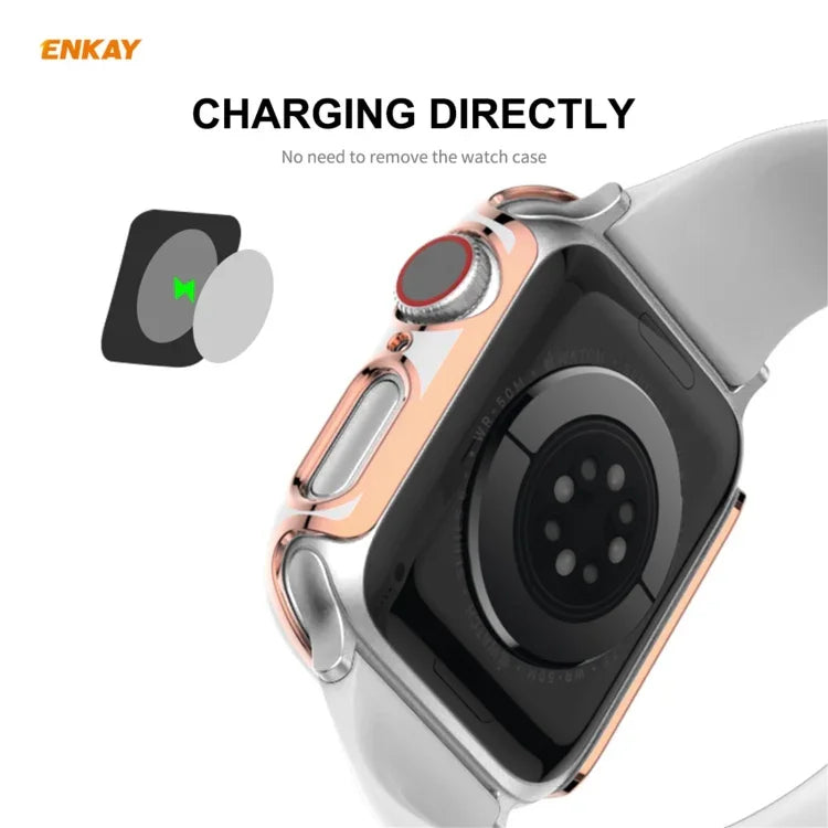 ENKAY Hat-Prince 全面カバー 電気めっきPCケース + 強化ガラスプロテクター、Apple Watch シリーズ 6 / 5 / 4 / SE 40mm用