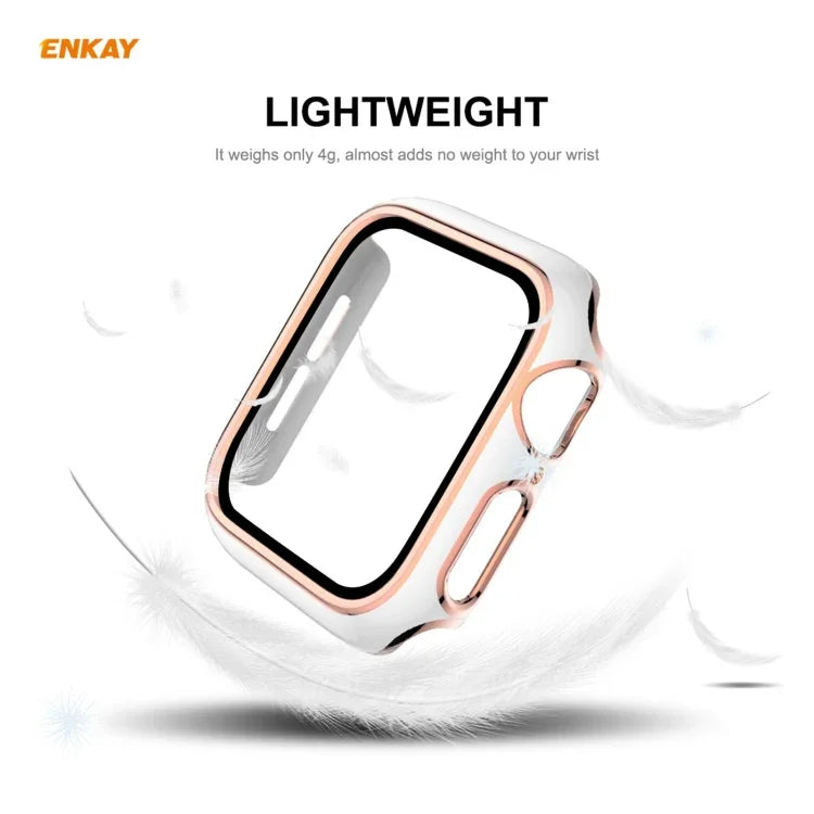 ENKAY Hat-Prince 全面カバー 電気めっきPCケース + 強化ガラスプロテクター、Apple Watch シリーズ 6 / 5 / 4 / SE 40mm用