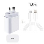 PD 20W PD 3.0 Travel Fast Charger Power Adapter with USB-C / Type-C to 8 Pin Fast Charge Data Cable, AU Plug