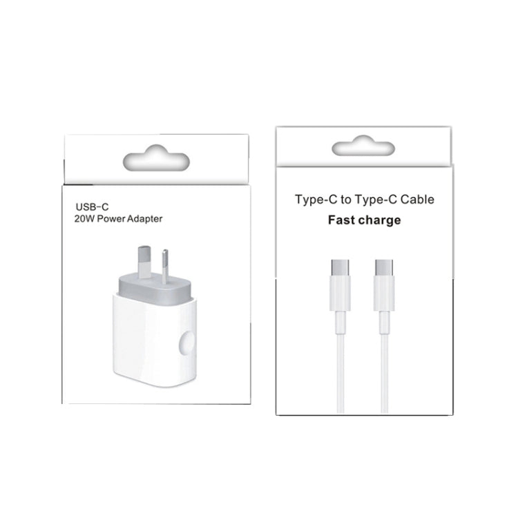 20W PD 3.0 トラベル急速充電器パワーアダプター USB-C / Type-C to Type-C急速充電データケーブル付き、AUプラグ、1m、2m