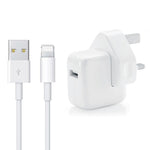 12W USB充電器＋USBから8ピンデータケーブル iPad / iPhone / iPodシリーズ用、UKプラグ