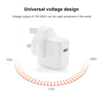 12W USB充電器＋USBから8ピンデータケーブル iPad / iPhone / iPodシリーズ用、UKプラグ
