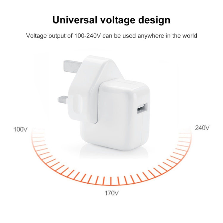 12W USB充電器＋USBから8ピンデータケーブル iPad / iPhone / iPodシリーズ用、UKプラグ