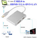 WS-03 4イン1 USB 3.0 から VGA + HDMI + DVI + RJ45 ネットワークカード イーサネットコンバーター