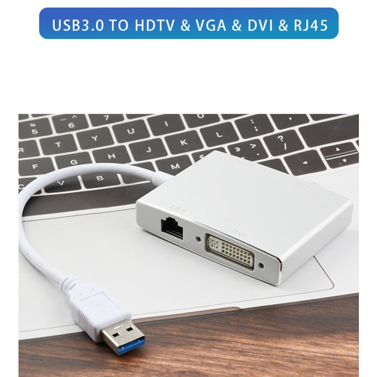 WS-03 4イン1 USB 3.0 から VGA + HDMI + DVI + RJ45 ネットワークカード イーサネットコンバーター