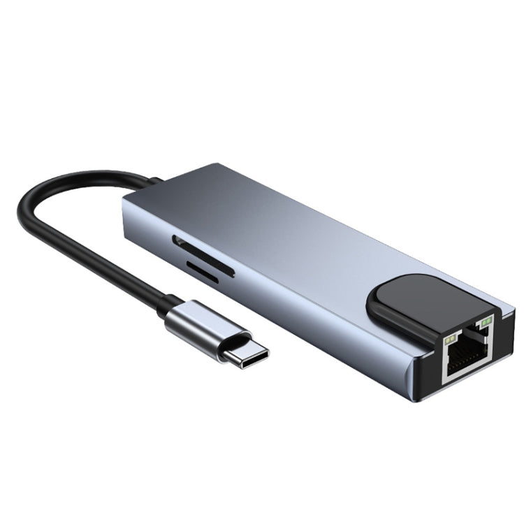 6-in-1 Type-C to HDMI + RJ45 + SD / TF + PD + USB ハブアダプター
