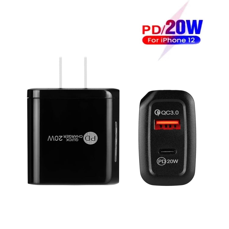 TE-PD01 PD 20W + QC3.0 USBデュアルポート急速充電器 インジケーターライト付き、USプラグ、USプラグ