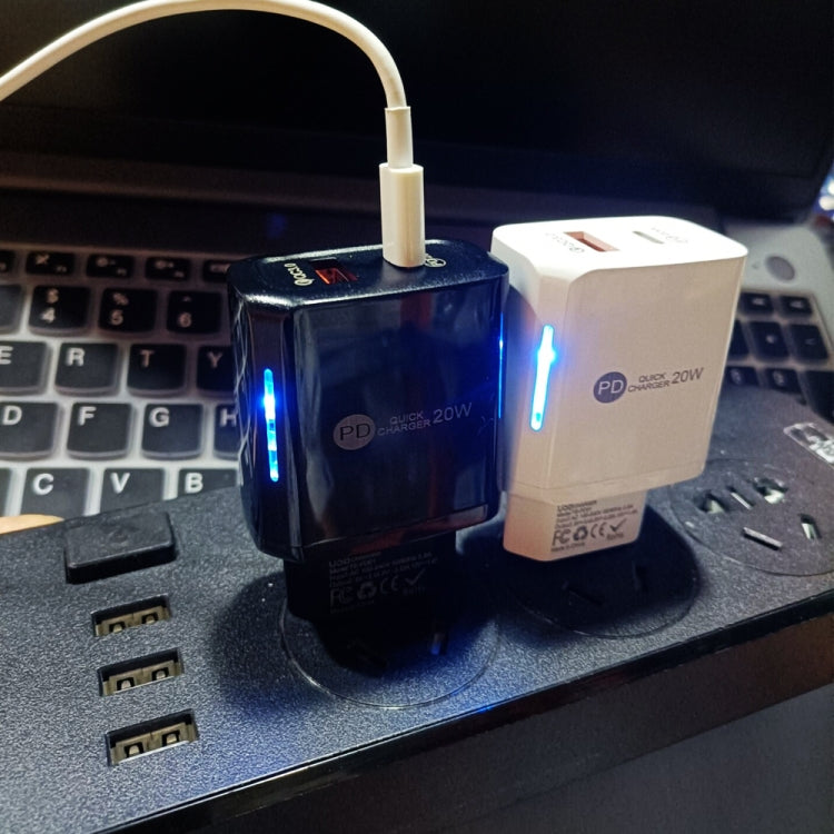 TE-PD01 PD 20W + QC3.0 USBデュアルポート急速充電器 インジケーターライト付き、USプラグ、USプラグ