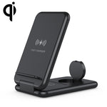 15W 3イン1 折りたたみ式 Qi 急速ワイヤレス充電ステーション 電話ホルダー iPhone & iWatch & AirPods対応