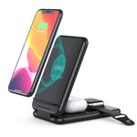 15W 3イン1 折りたたみ式 Qi 急速ワイヤレス充電ステーション 電話ホルダー iPhone & iWatch & AirPods対応