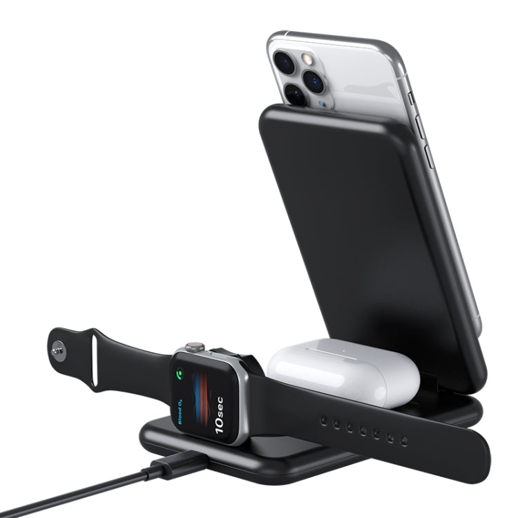 15W 3イン1 折りたたみ式 Qi 急速ワイヤレス充電ステーション 電話ホルダー iPhone & iWatch & AirPods対応