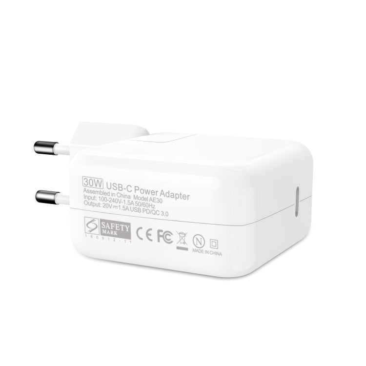 30W USB-C / Type-Cノートパソコン用ポータブル電源アダプター 1.8m USB-C / Type-C to USB-C / Type-C充電ケーブル付き、30W USプラグ、30W EUプラグ、30W UKプラグ、30W AUプラグ
