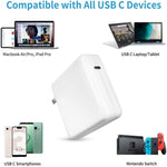 96W USB-C / Type-C電源アダプター ポータブル充電器 1.8m USB-C / Type-C to USB-C / Type-C充電ケーブル付き、96W UKプラグ、96W AUプラグ、96W USプラグ、96W EUプラグ